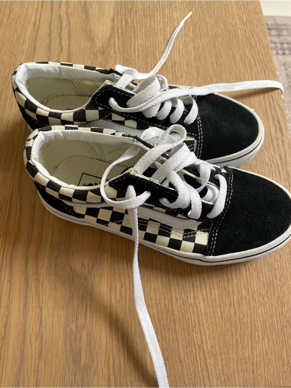 Vans Kids Black and White Checkerboard Lace-Up Sneakers